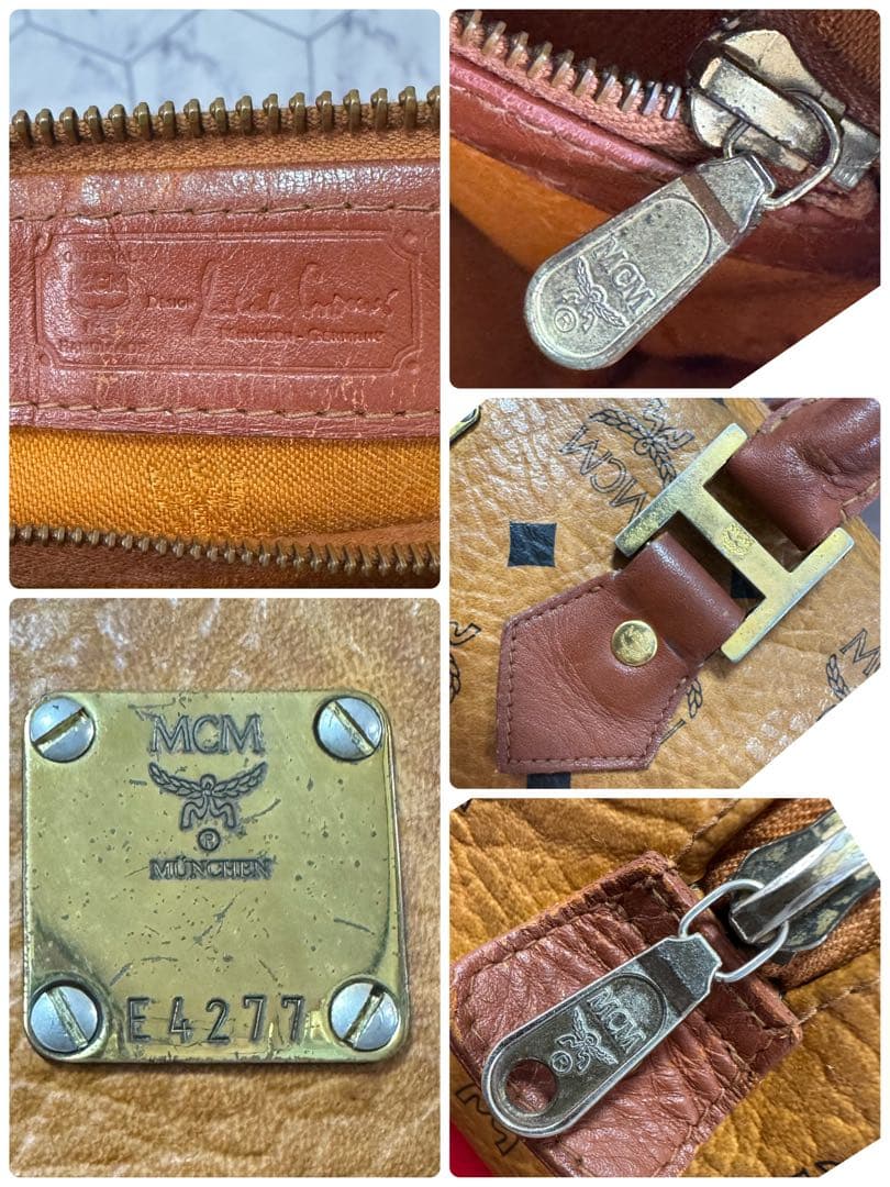 MCM ヴィセトス柄　ミニボストンバッグ キャメル ブラウン レザー