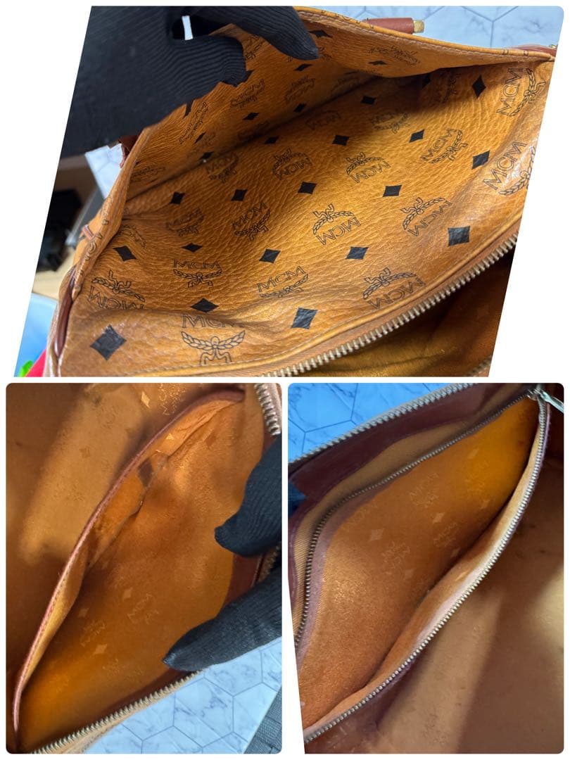MCM ヴィセトス柄　ミニボストンバッグ キャメル ブラウン レザー