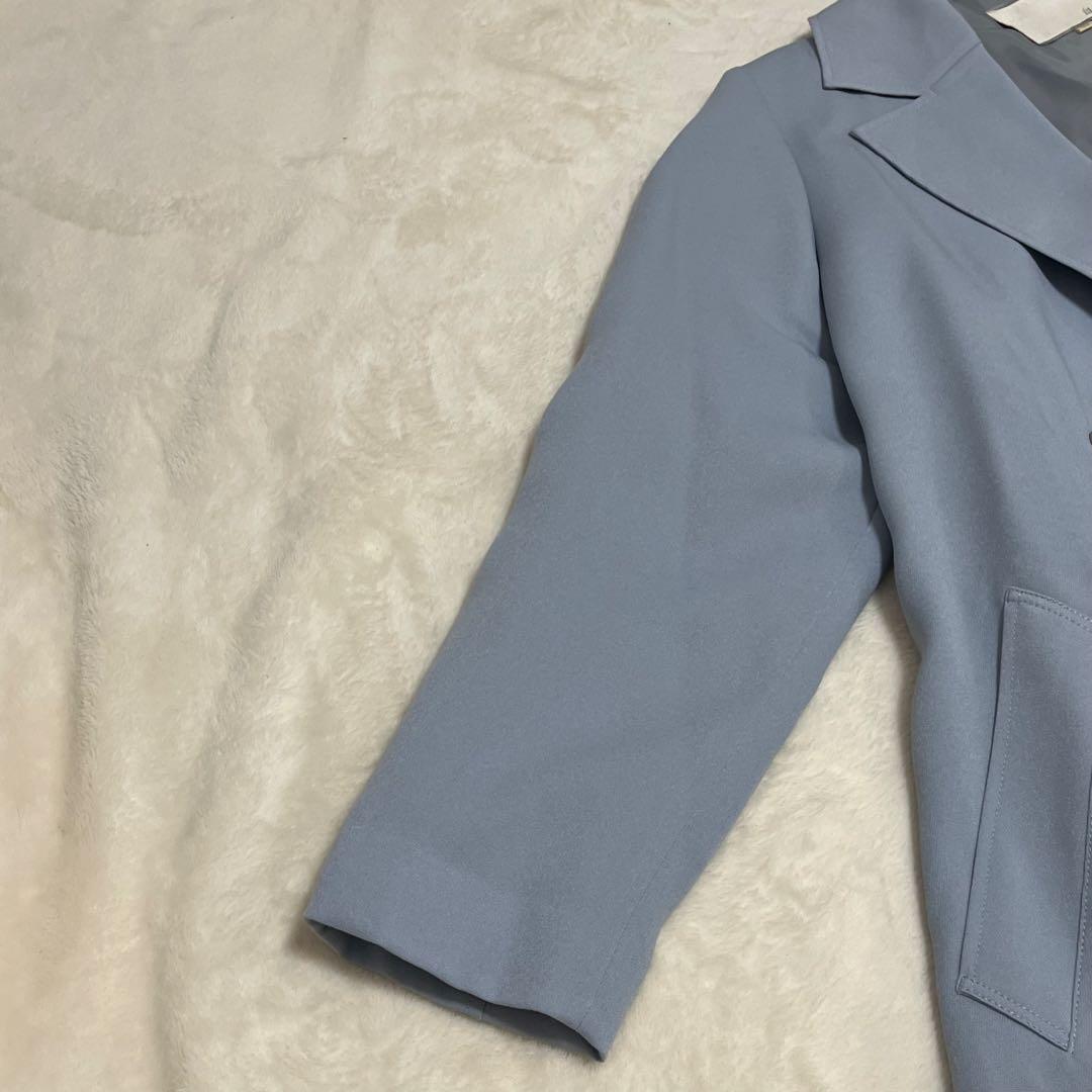 【美品】自由区　トロトレンチコート　サイズ38水色　定価64,900円