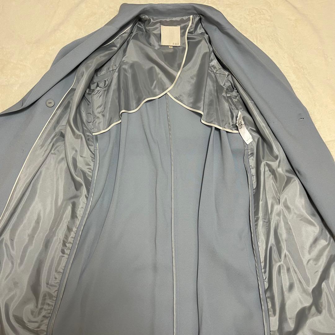 【美品】自由区　トロトレンチコート　サイズ38水色　定価64,900円