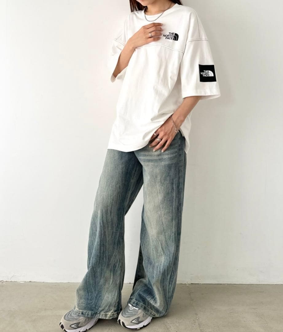 ★韓国限定★【THE NORTH FACE】ロゴ ステッチ Tシャツ ホワイトS