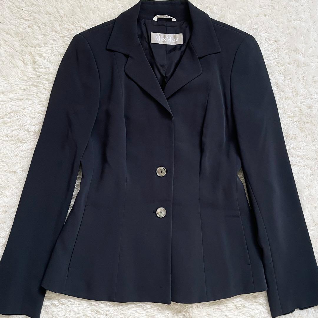 美品✨MaxMara 銀タグ テーラードジャケットマックスマーラ XLネイビー