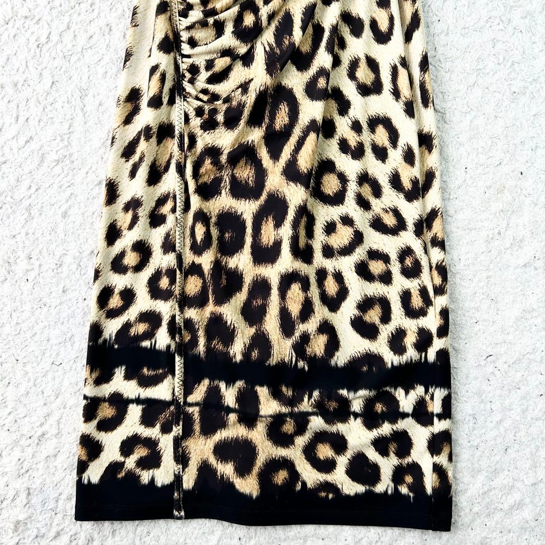 Roberto Cavalli レオパード ワンピース M カシュクール ドレス