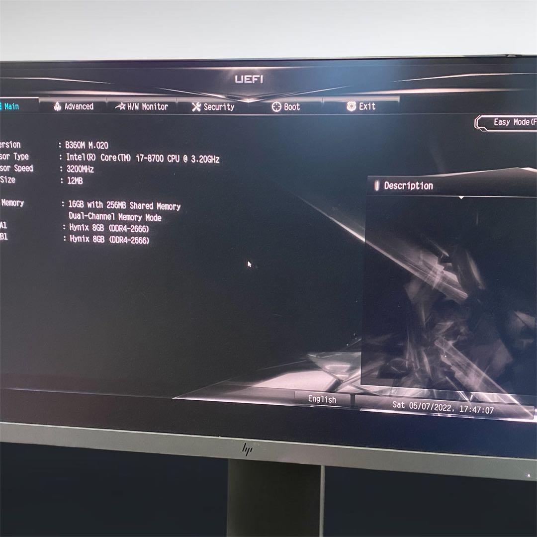 i7-8700 CPU 3.20GHz &Asrock B360M 2点 セット