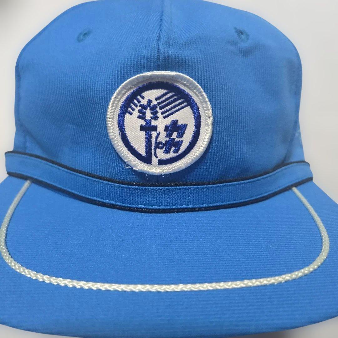 新品 未使用　昭和レトロ　農協　帽子　農作業　青