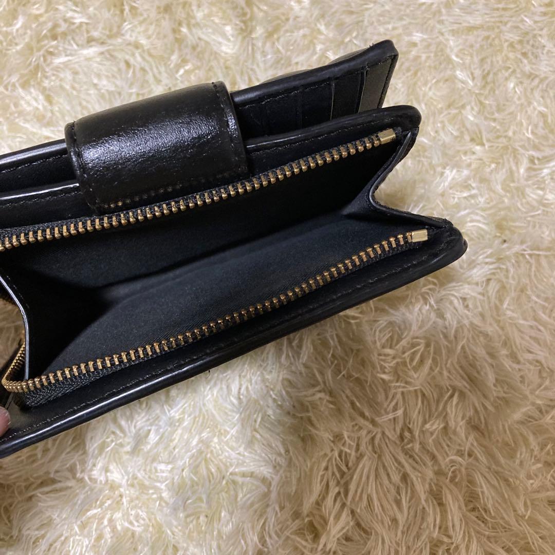 【良品】コーチ 二つ折り財布 黒 ブラック キルティングレザー ロゴ金具