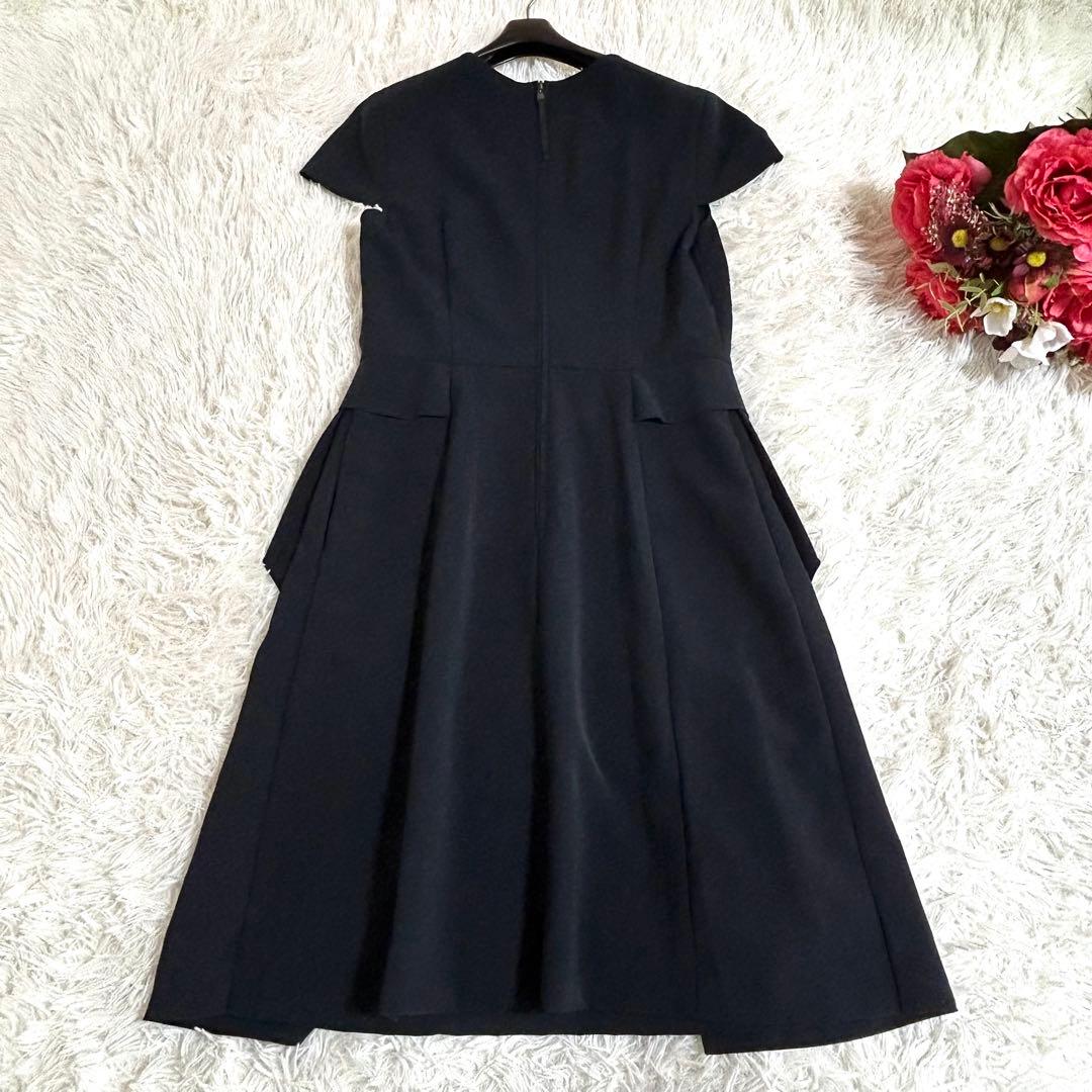 極美品✨フォクシー 洗える◎春夏 ドレープ 半袖ワンピース 40 濃紺