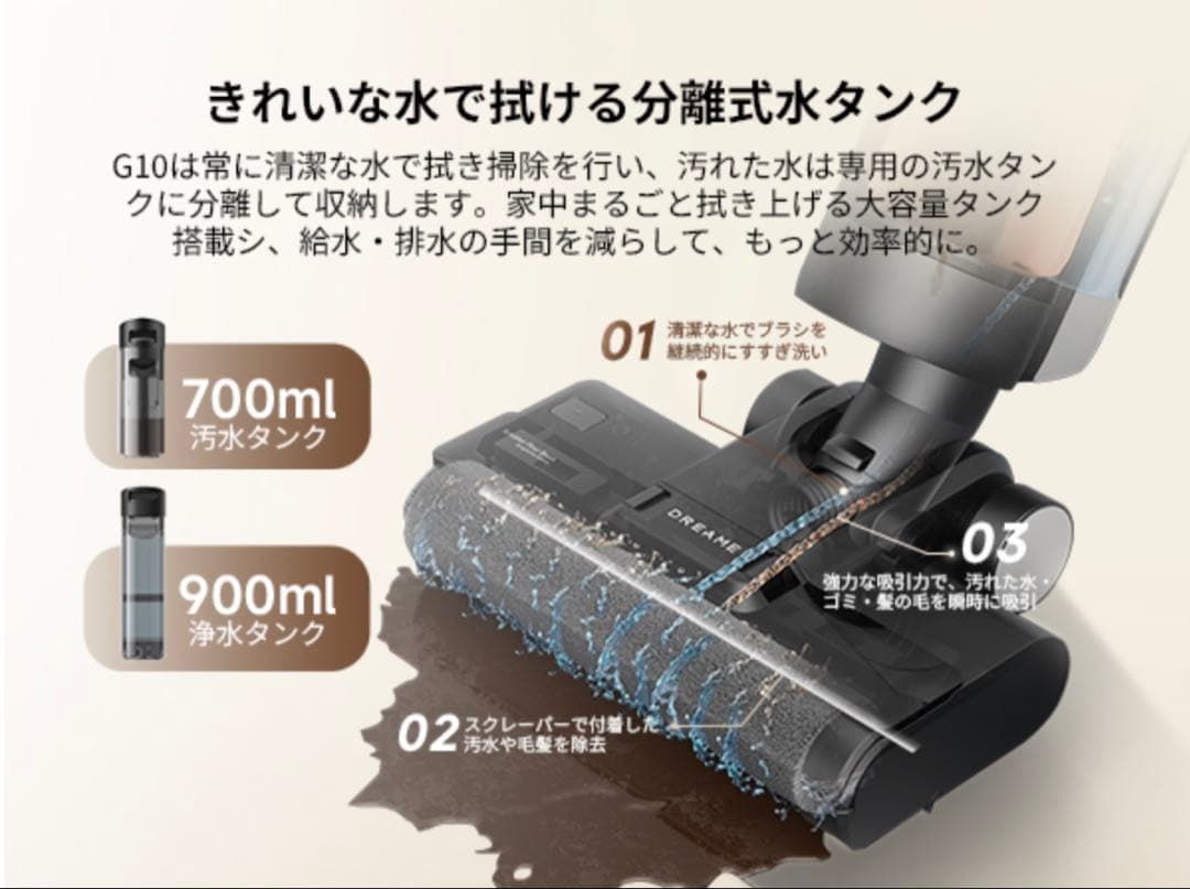 1点限り　dreame G10 乾湿両用 水拭き掃除機 7000Pa 自動洗浄