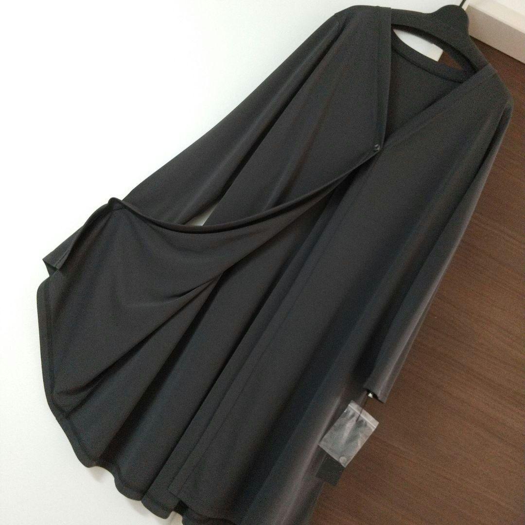 新品 カーディガン 黒グレー カンカン レディース ロング 長袖 l 体型カバー