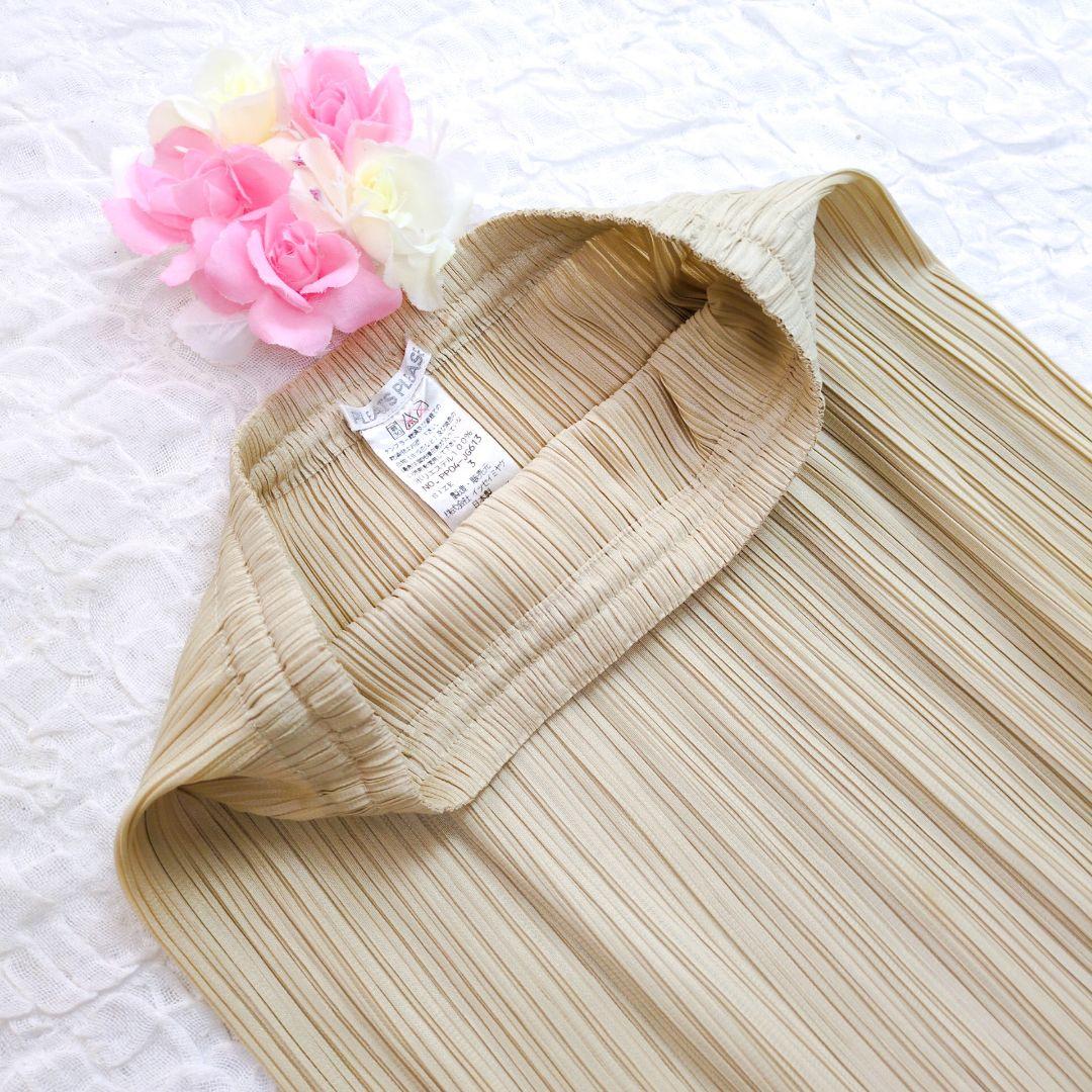 【美品】PLEATS PLEASE　マキシ丈ロングスカート　ベージュ　3