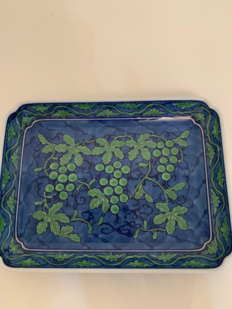 【専用品】 特定のこ購入者の方が決まりました 染錦葡萄絵角皿（源右衛門）