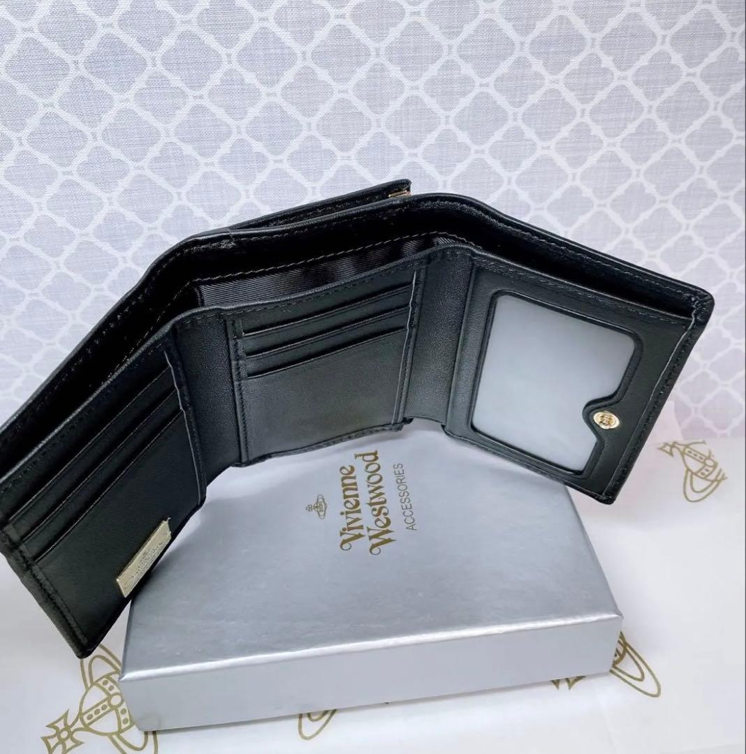 【ショッパー付】新品 ヴィヴィアン・ウエストウッド 三折財布 ブラック