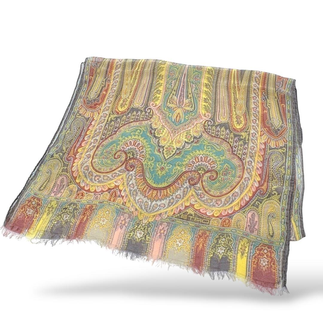 極美品　ETRO 極上ストール　シルク100 ペイズリー柄　イタリア製 華やか