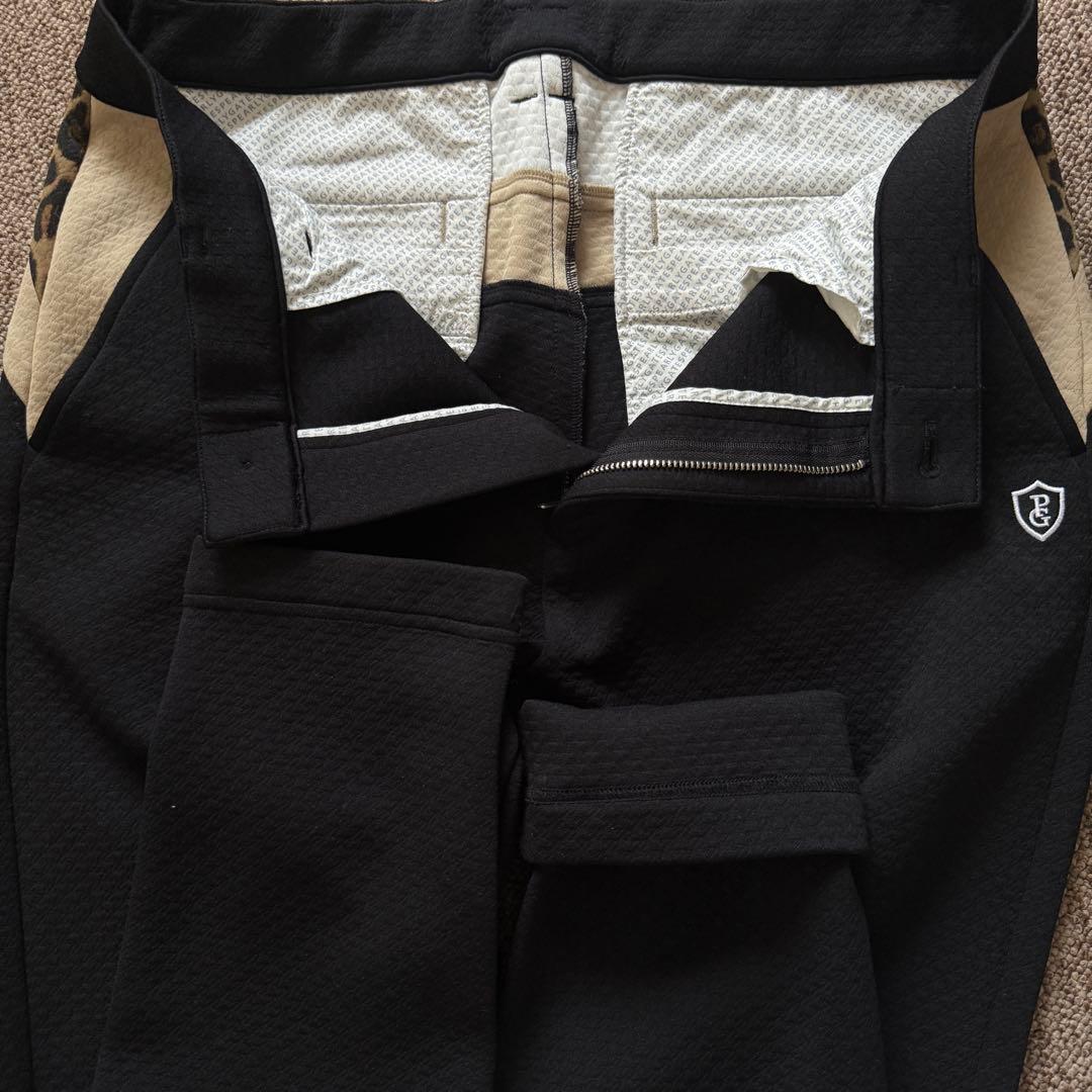 現行モデル　パーリーゲイツ　パンツ　XL〜XXL相当 黒　豹柄　レオパード　6