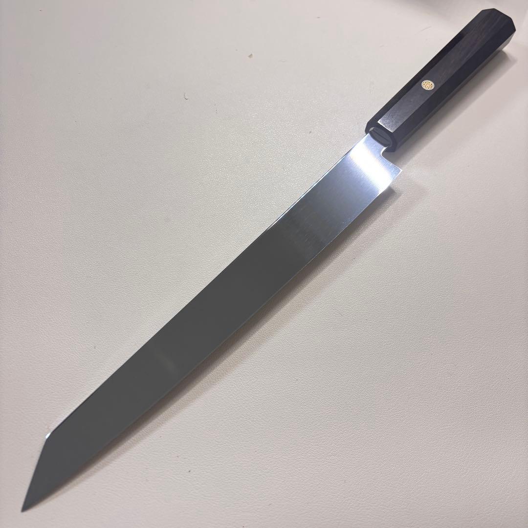 【特価限定】270mm 切付柳刃包丁 鏡面　黒檀八角柄 刺身包丁 「全鋼」'ᗤ