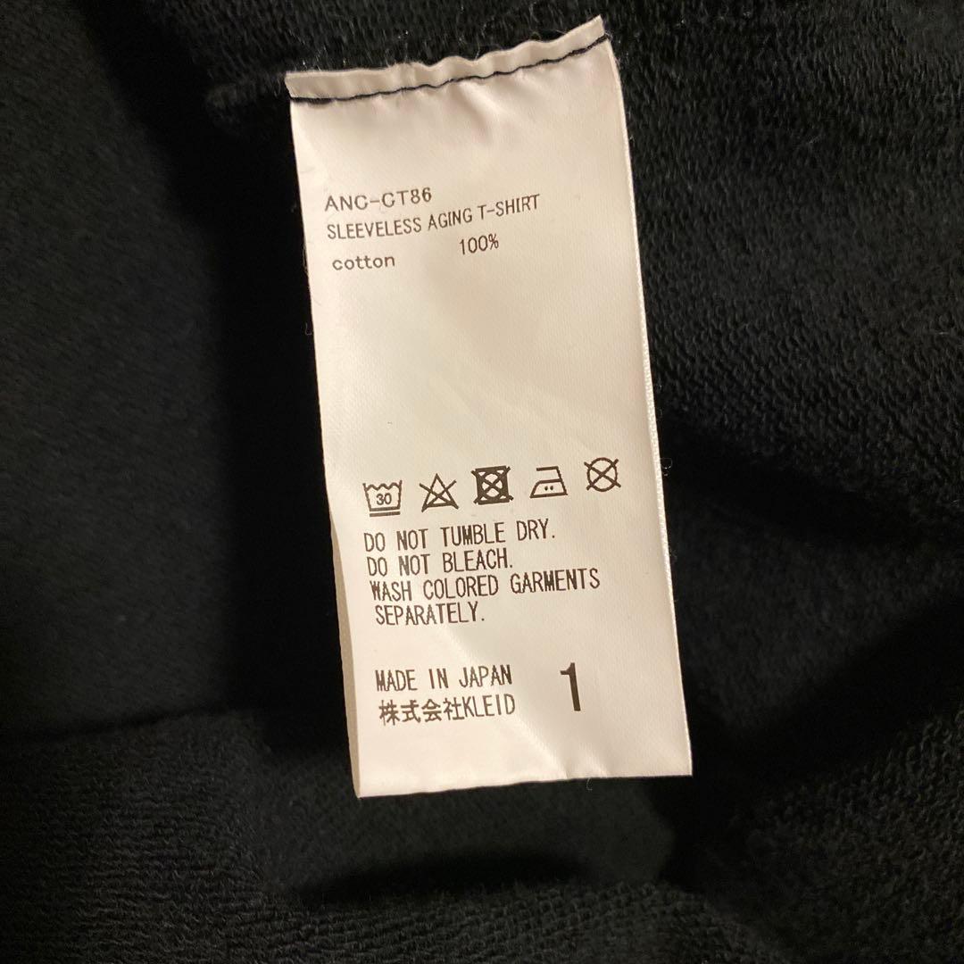 トップス ANCELLM SLEEVELESS AGING T-SHIRT BLACK 1