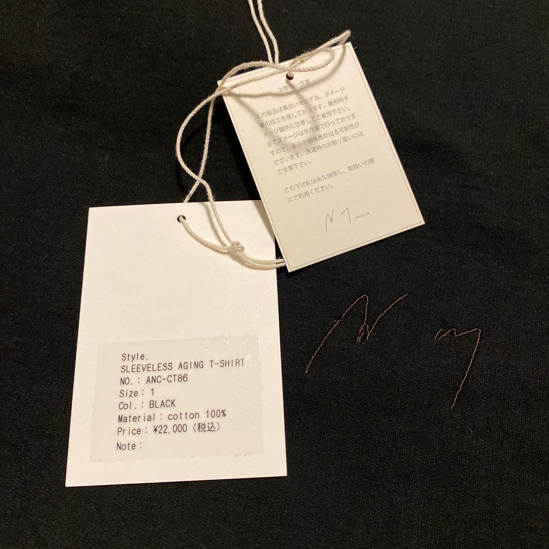 トップス ANCELLM SLEEVELESS AGING T-SHIRT BLACK 1