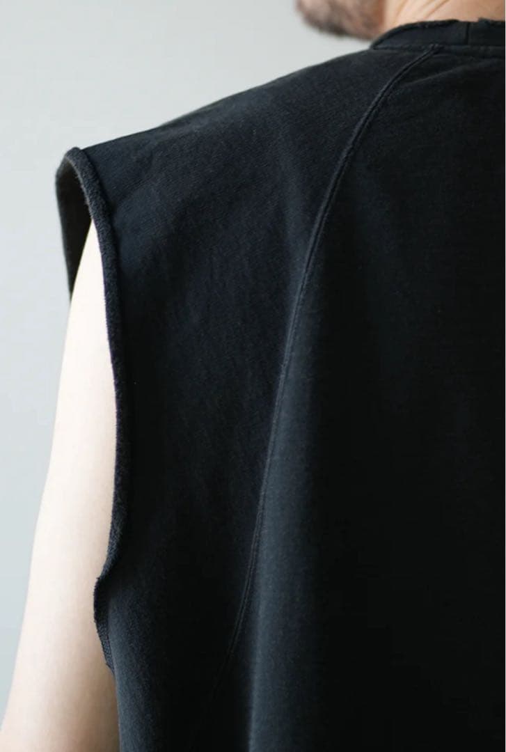 トップス ANCELLM SLEEVELESS AGING T-SHIRT BLACK 1