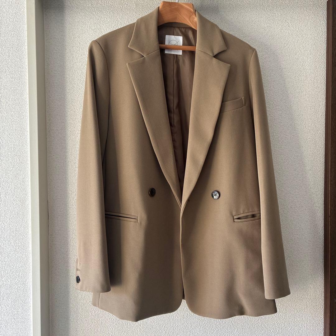 crewreクルーレ　ダブルブレストツイストジャケット サンドブラウン