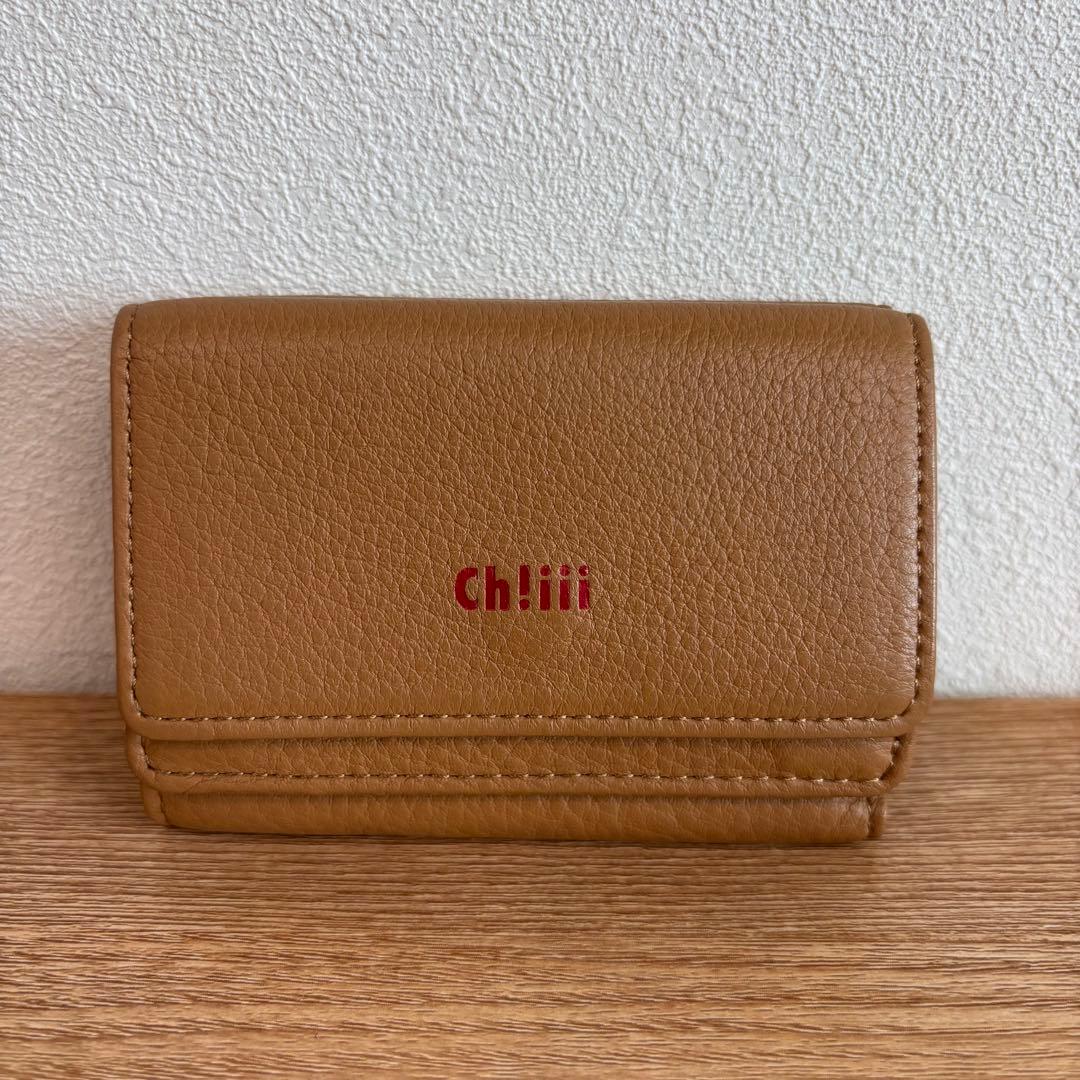 【美品】chiiiibag三つ折り財布　マイクロウォレット　キャメル