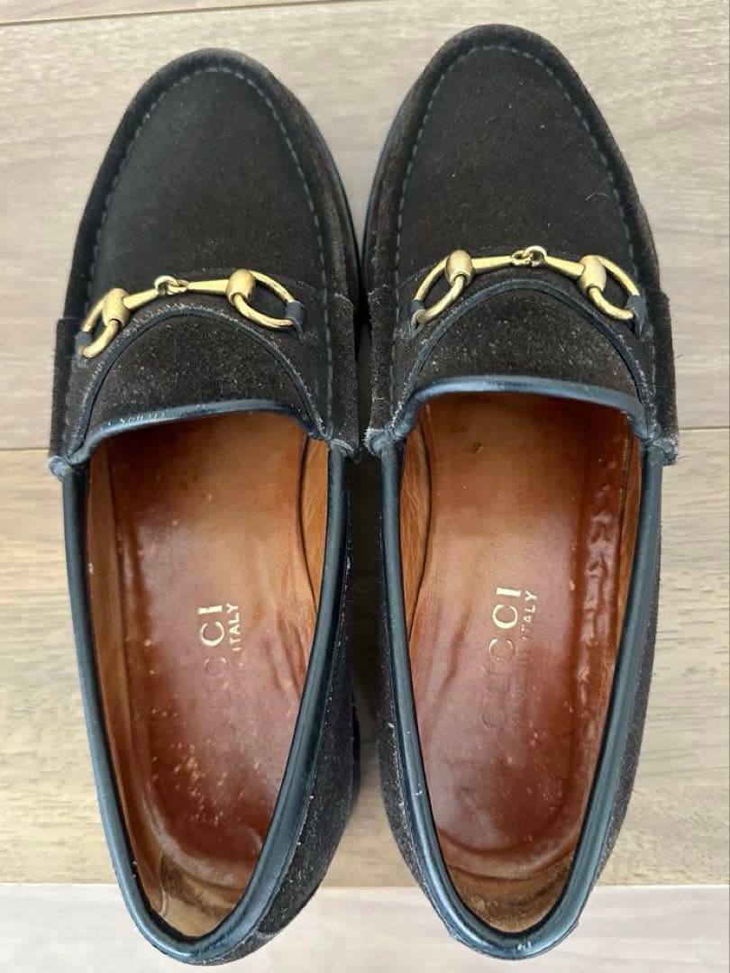 グッチ GUCCI ローファー モカシン ホースビット スウェード 7ハーフ