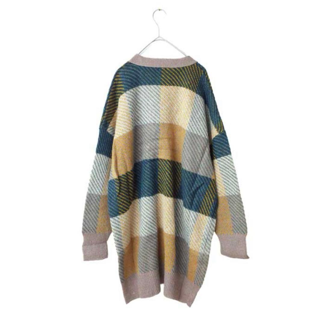 《新品》ichi イチ　チェックロングカーディガン