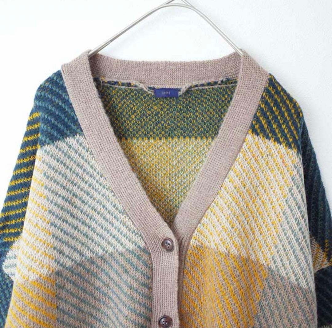 《新品》ichi イチ　チェックロングカーディガン