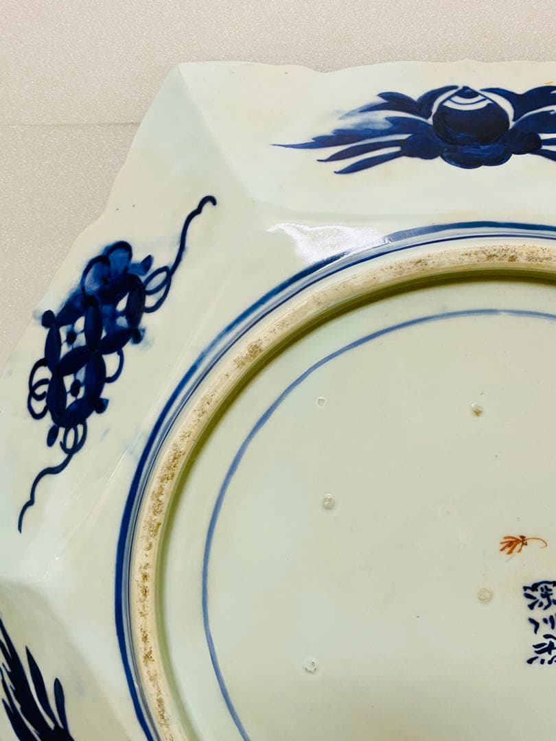 最終価格 値下げ❌明治初期 香蘭社 色絵褐地藤絵人物文 ブラックホーソン六角大皿