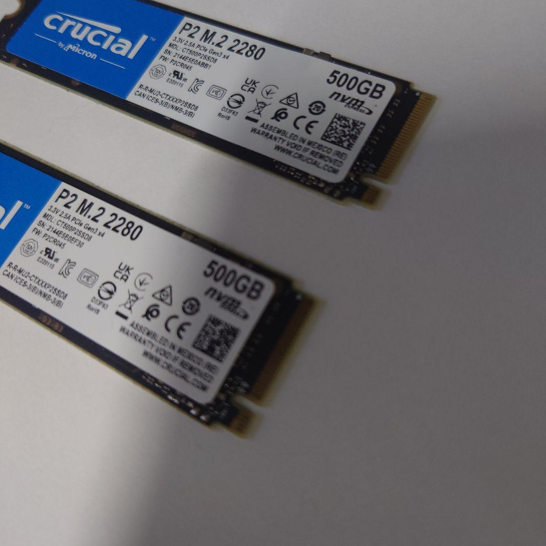 crucial P2 M.2 2280 1TB（500GB×2枚）　SSD