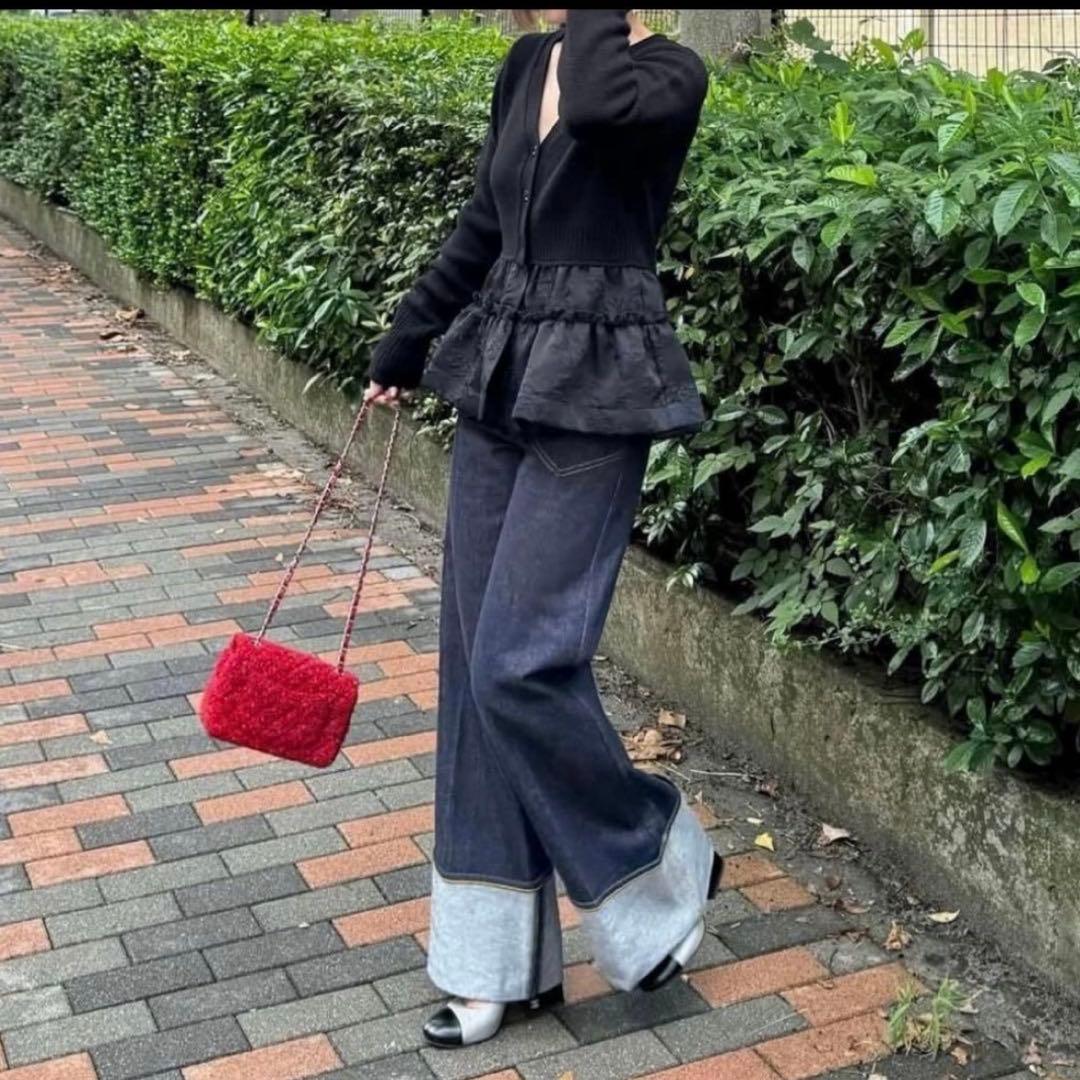 人気完売品✨シーニュ　ペプラム　ドッキングカーディガン　ジャガード　花柄