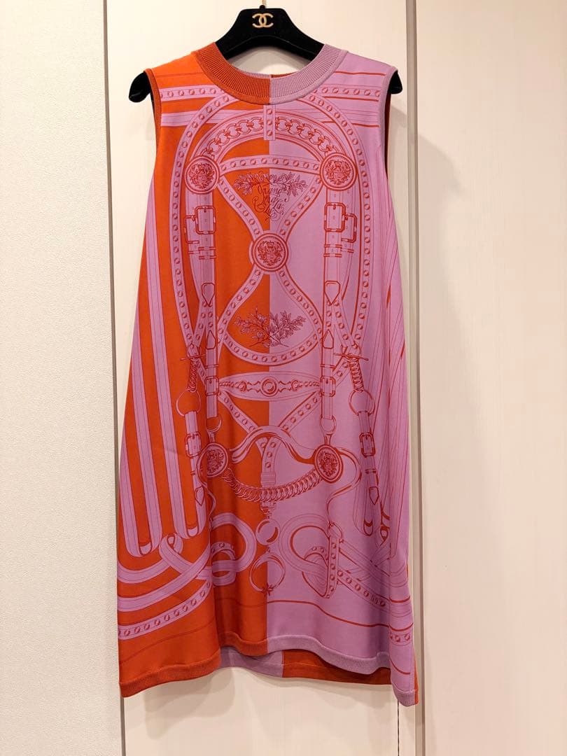 【新品タグ付き】HERMES エルメス シルクニットワンピース　ドレス　 38