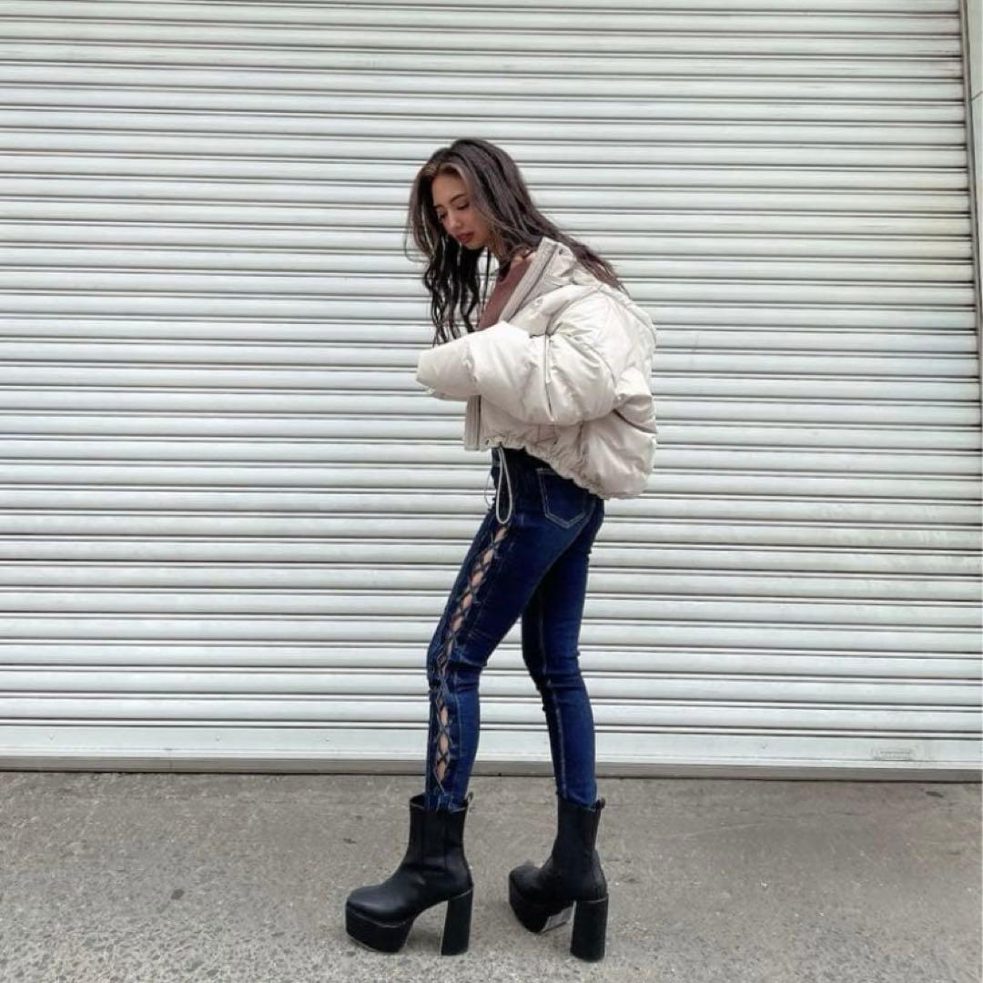 GYDA ジェイダ サイドレースアップデニムスキニーパンツ Mサイズ