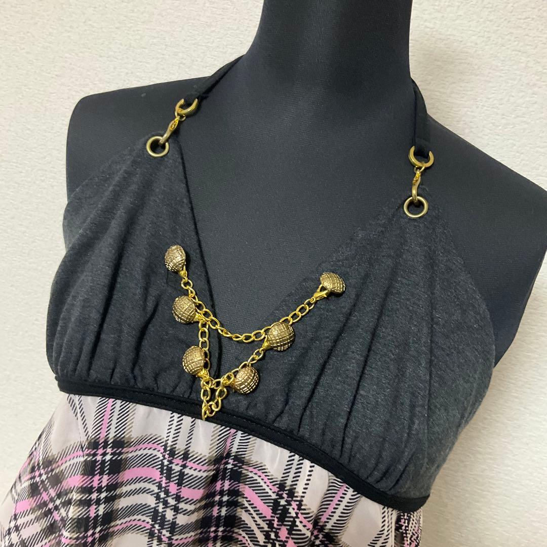 d.i.a.♡チェック柄エプロンキャミソール