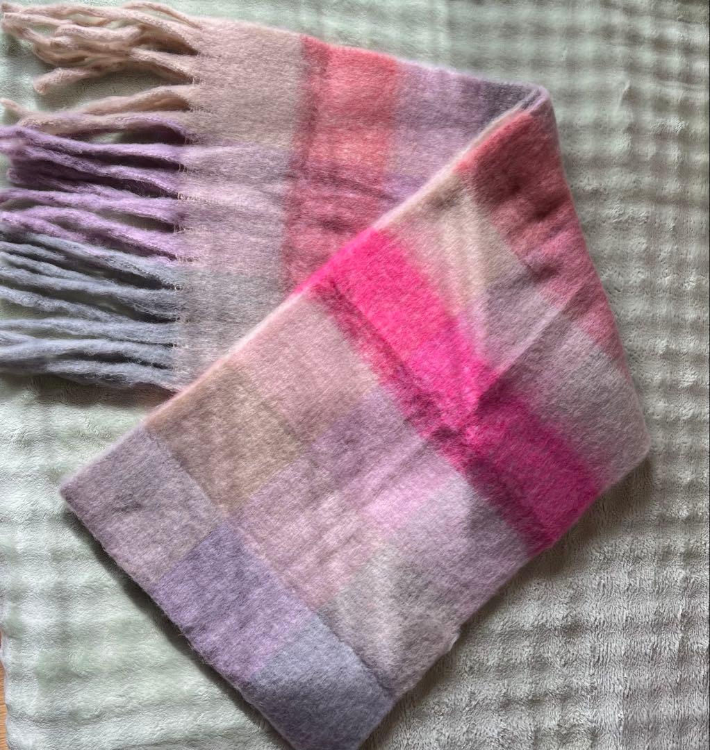 新品未使用Acne Studios ピンク系チェック マフラー