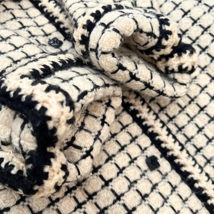 【AB】シャネル CHANEL ツイードコート サイズ40 アイボリー ブラック