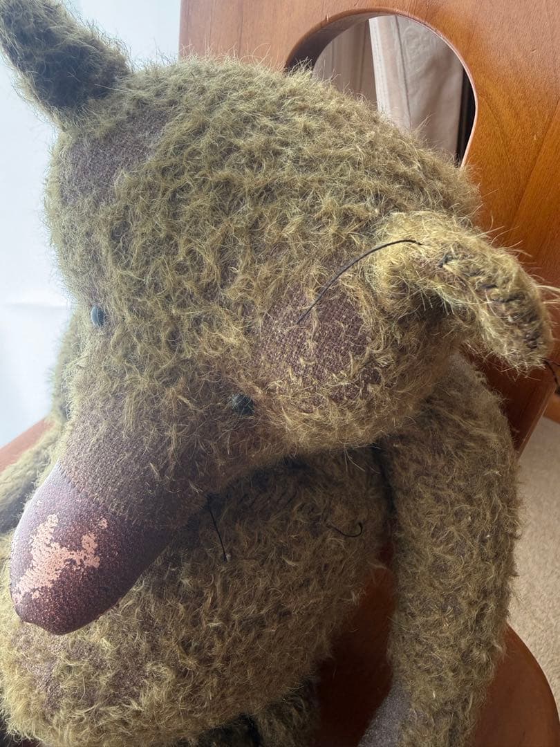 海外作家 テディベア 45cm モヘア 本革鼻