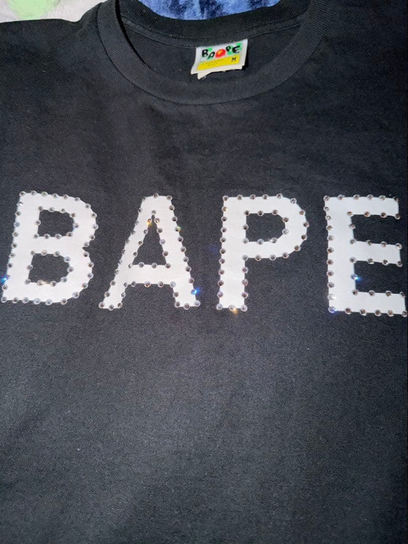 BAPE 黒 Tシャツ スパンコール付き