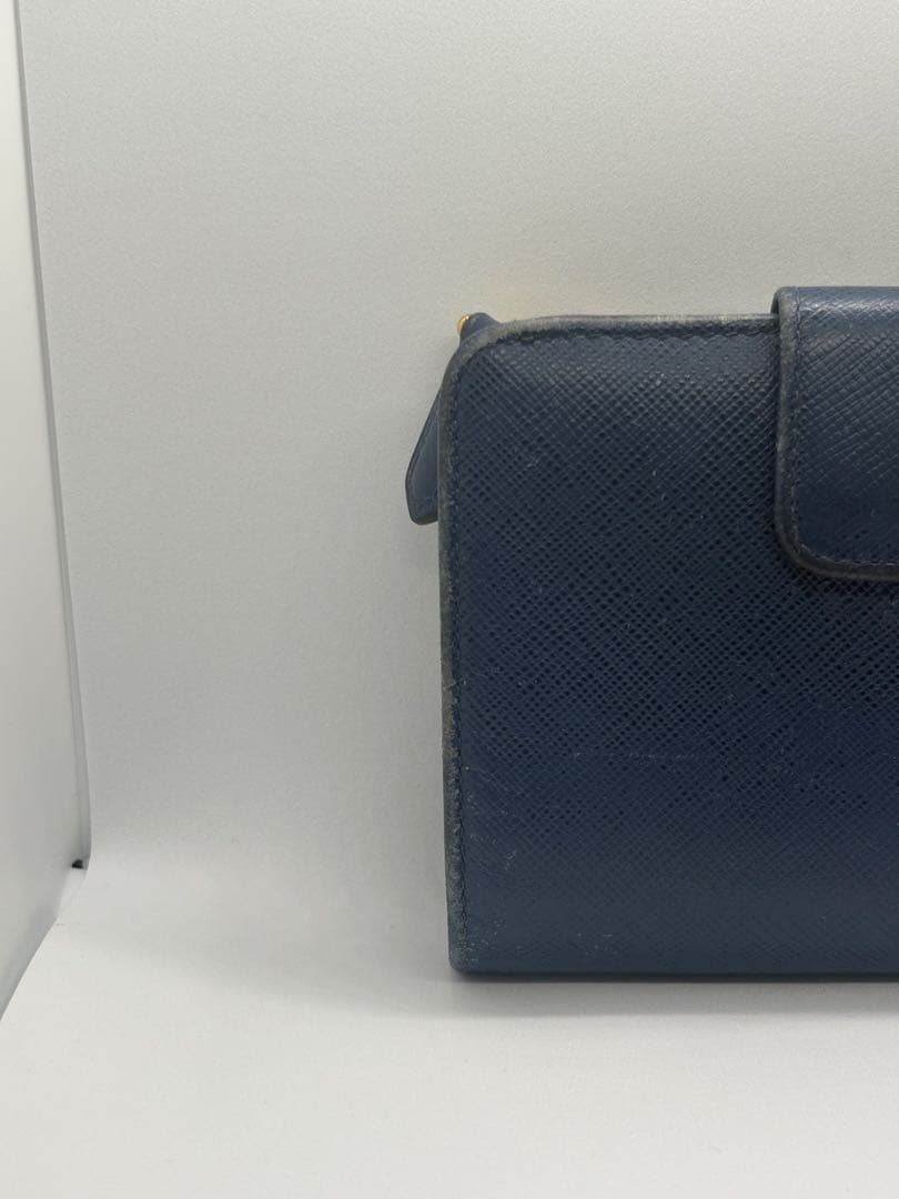PRADA プラダ 二つ折り財布 サフィアーノ L字ファスナー ブルー