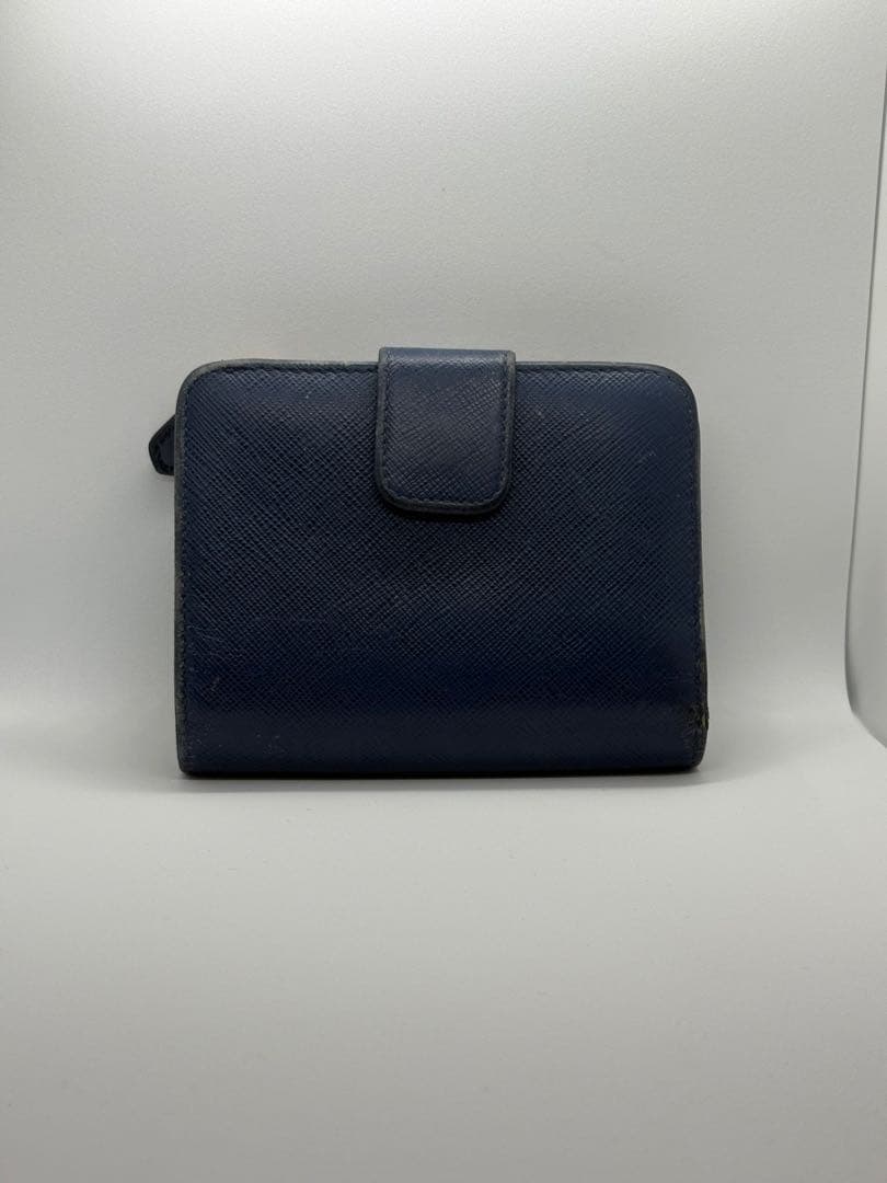 PRADA プラダ 二つ折り財布 サフィアーノ L字ファスナー ブルー