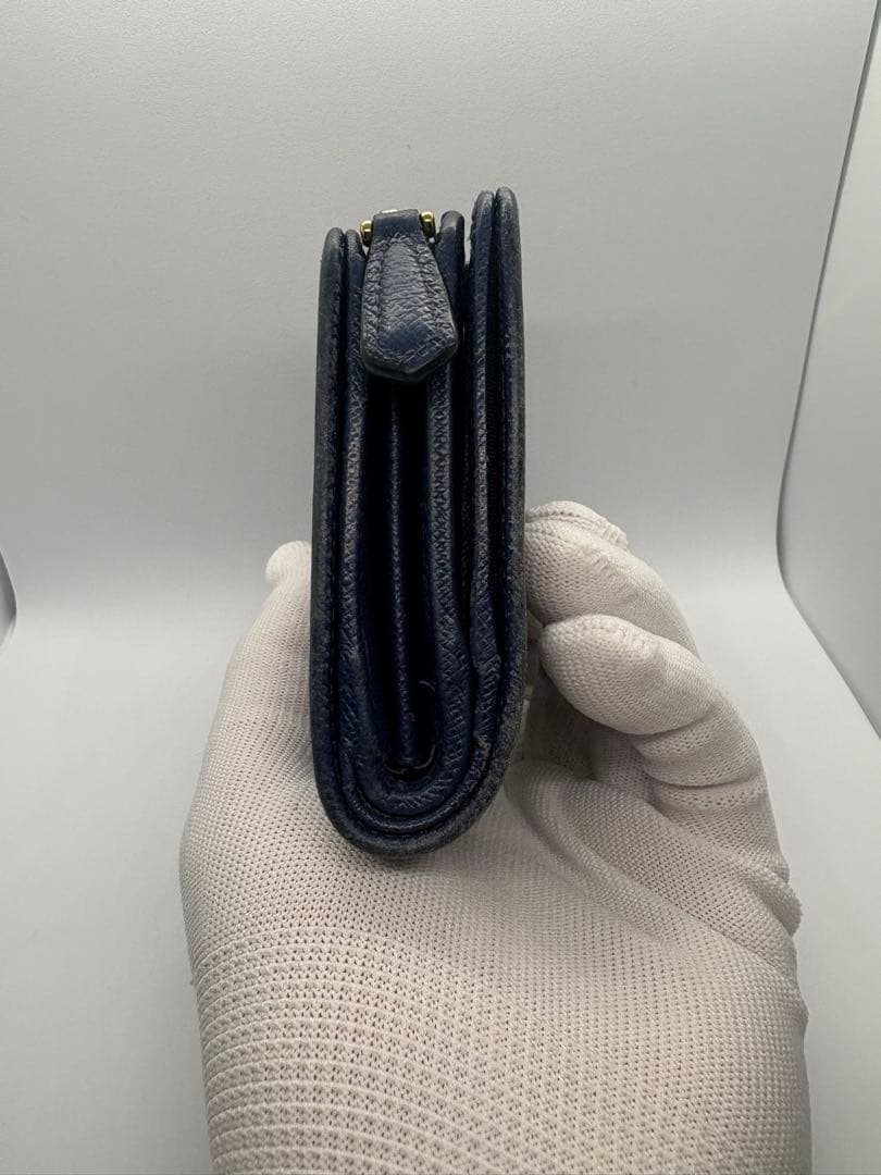 PRADA プラダ 二つ折り財布 サフィアーノ L字ファスナー ブルー