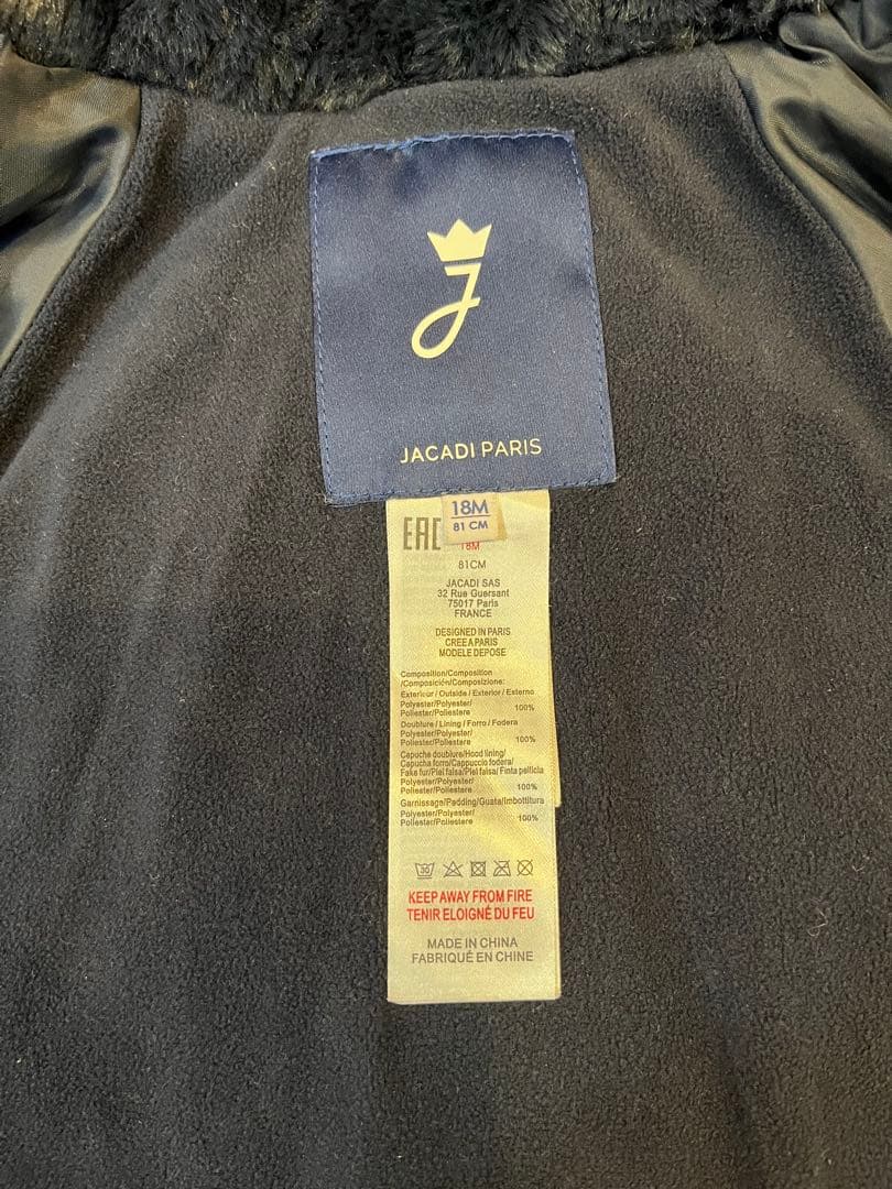 Jacadi ネイビー リボン柄 アウター 18M 80 ジャカディ ダウン