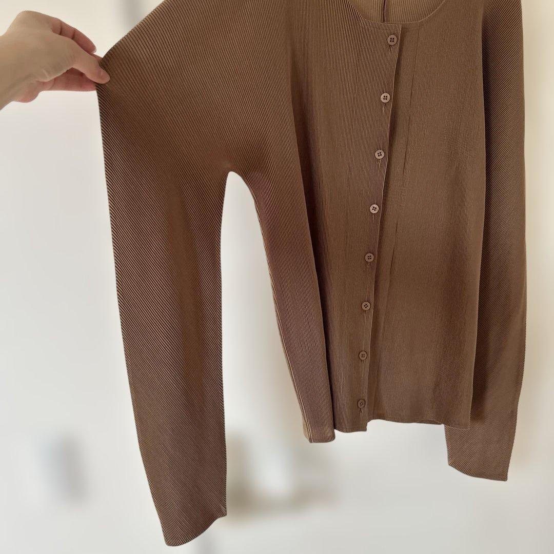 【美品】PLEATS PLEASE カーディガン サイズ3 L ブラウン 長袖
