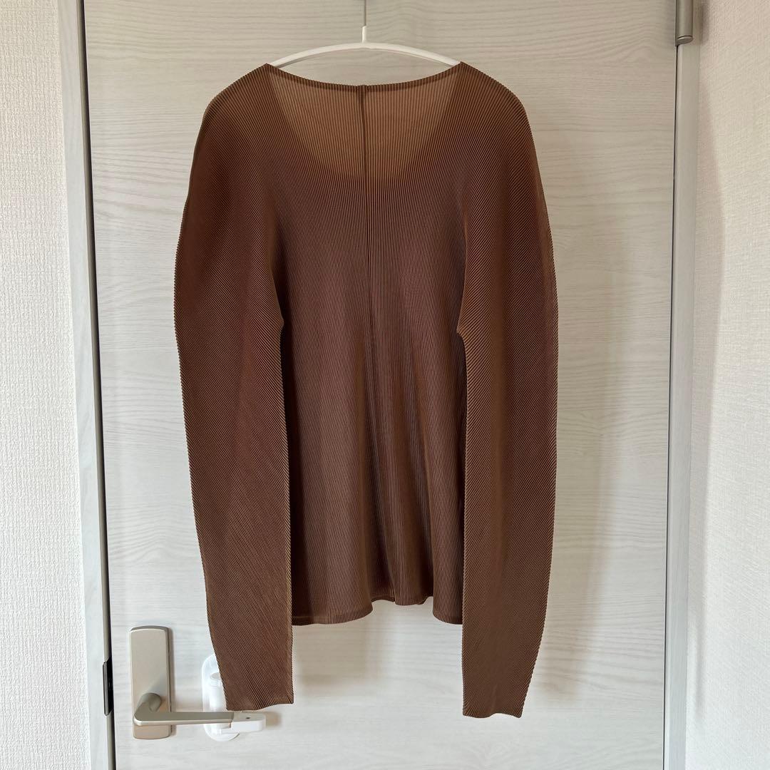【美品】PLEATS PLEASE カーディガン サイズ3 L ブラウン 長袖