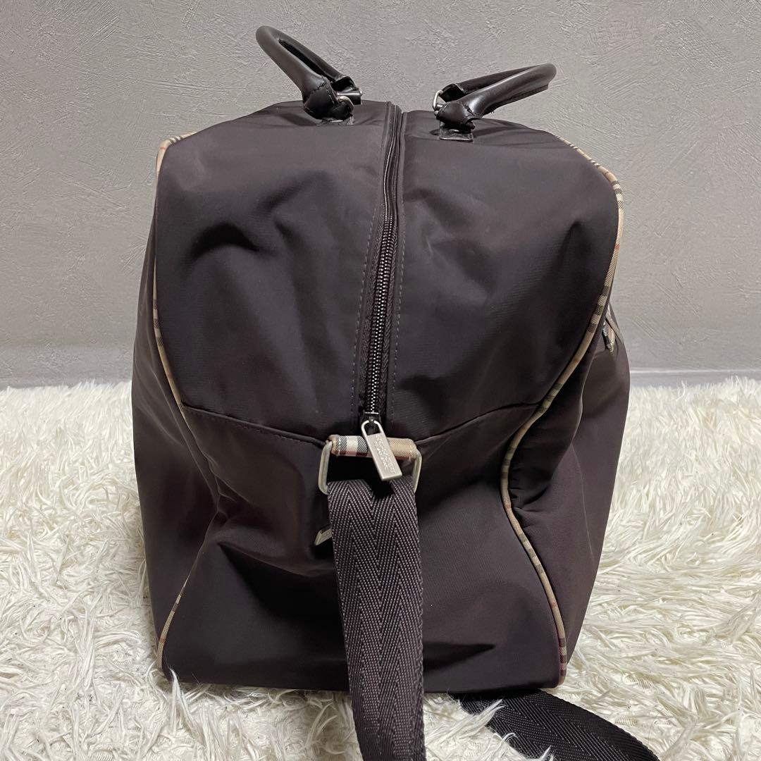 BURBERRY バーバリー ボストンバッグ ナイロン ノバチェック ブラウン