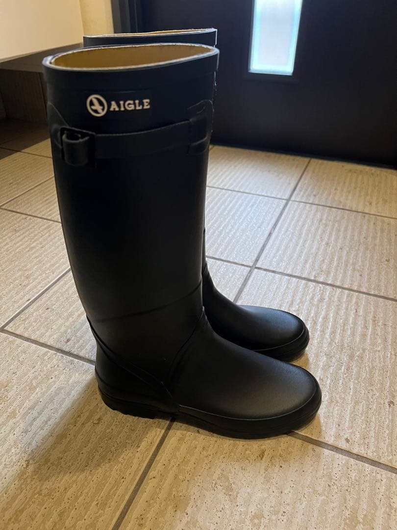 AIGLE ブラック 長靴 バックル付き　サイズ38 24センチ