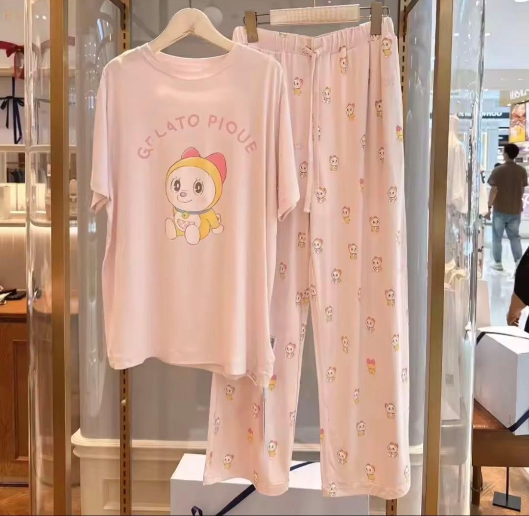 ジェラートピケ♡新品！ドラミちゃんルームウェア上下セットピンク