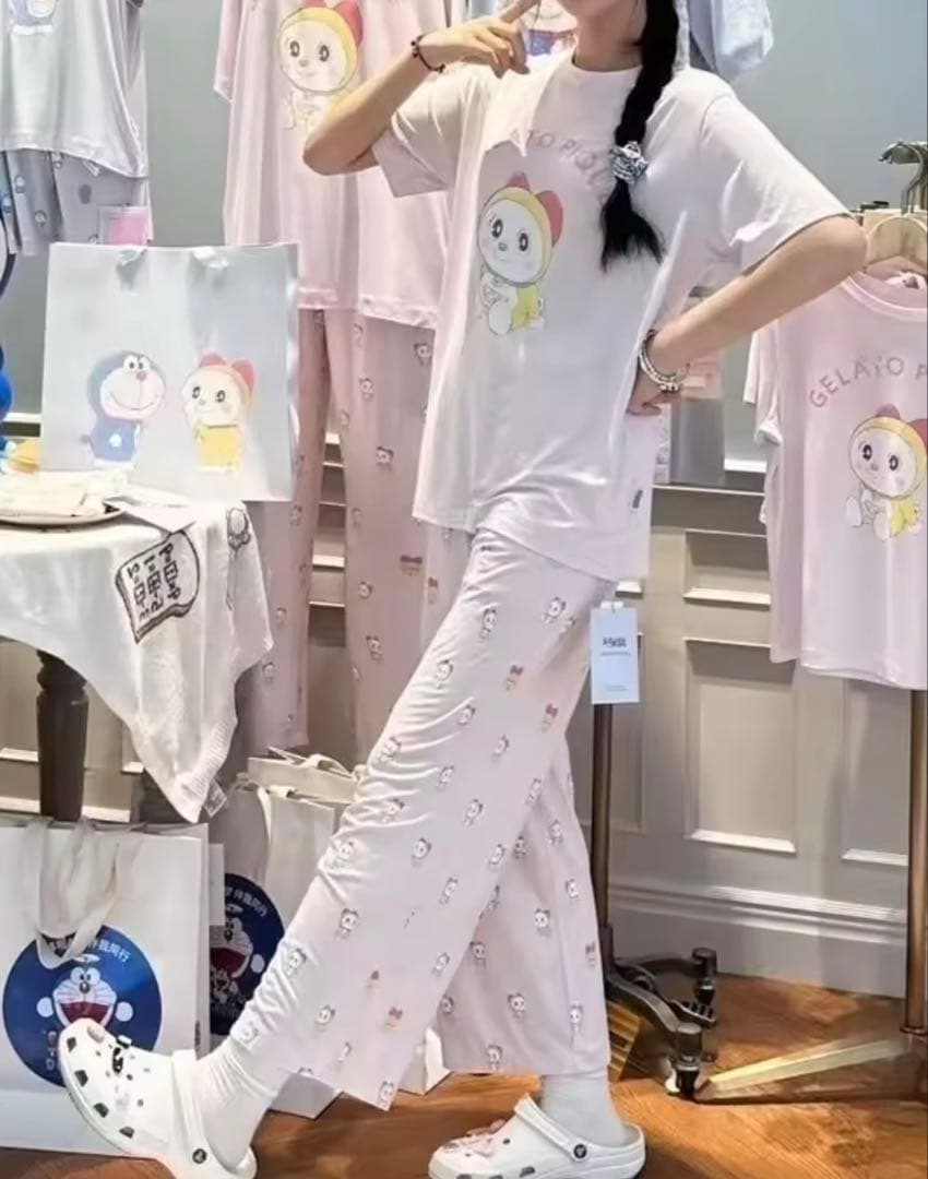 ジェラートピケ♡新品！ドラミちゃんルームウェア上下セットピンク