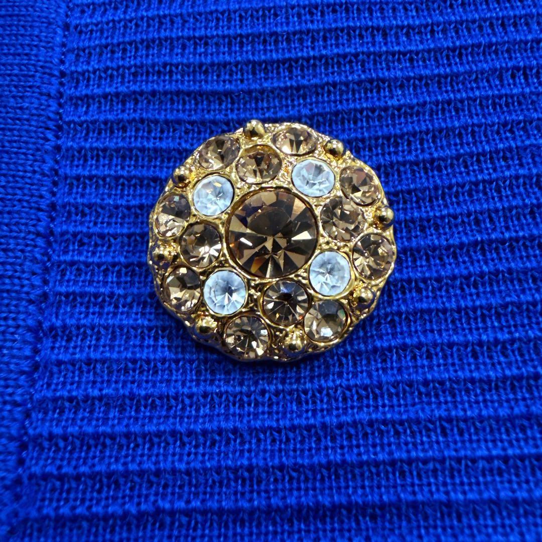 【未使用】イヴサンローラン ロングカーディガン コート 金ボタン L ブルー