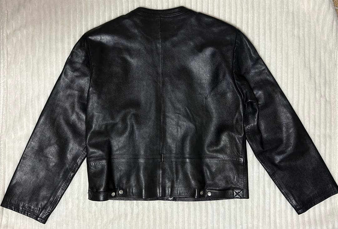 【美品】agnis b.アニエスベー　ボタン付き 黒レザージャケット40サイズ