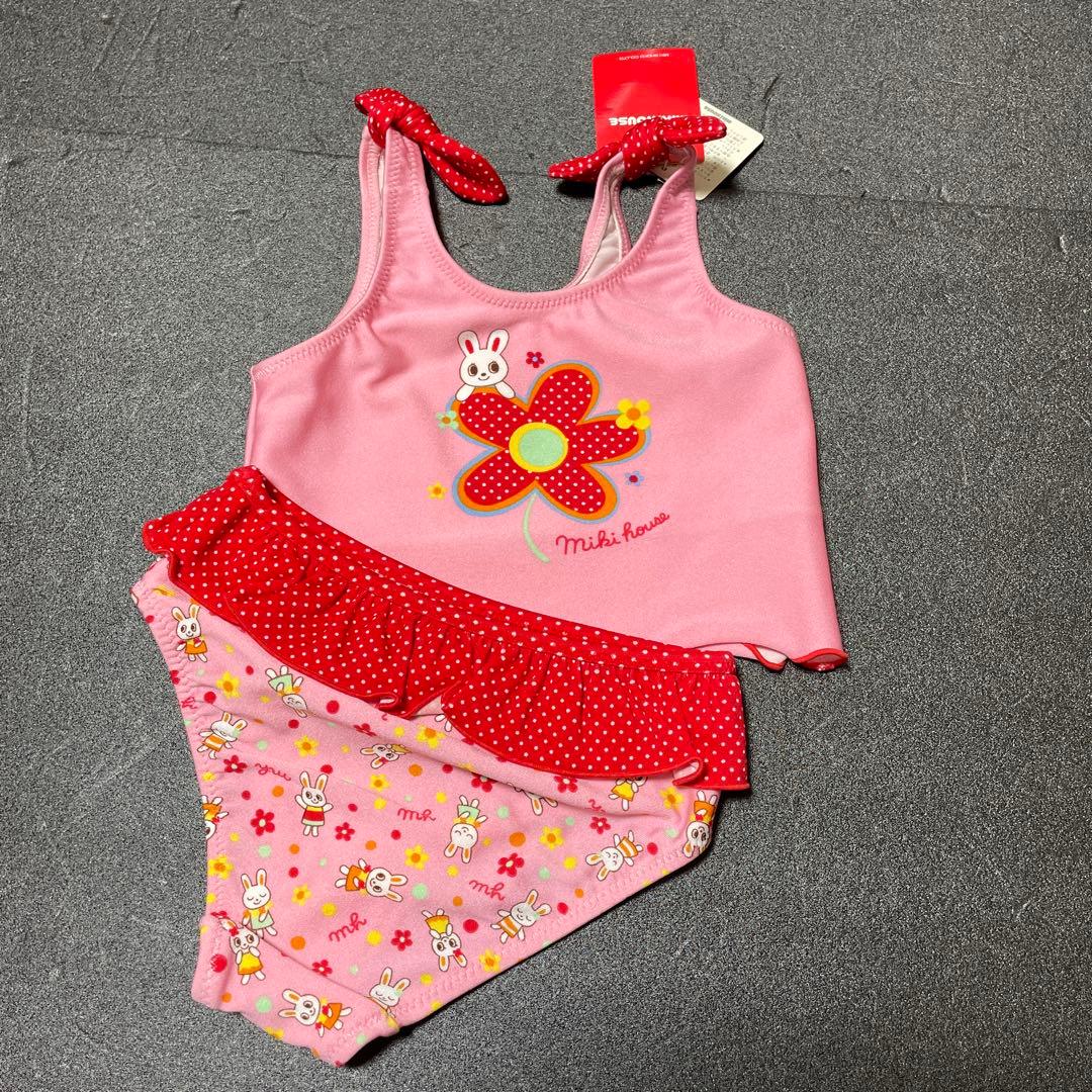 新品タグ付❤️ミキハウス うさこ・リボン〜セパレート水着❤️110定価9,030円